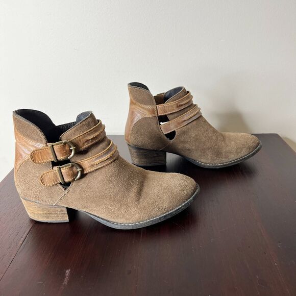 Steve Madden Raskal Suede Leather Ankle Booties Sz 8M Brown Cognac Western - Picture 1 of 11